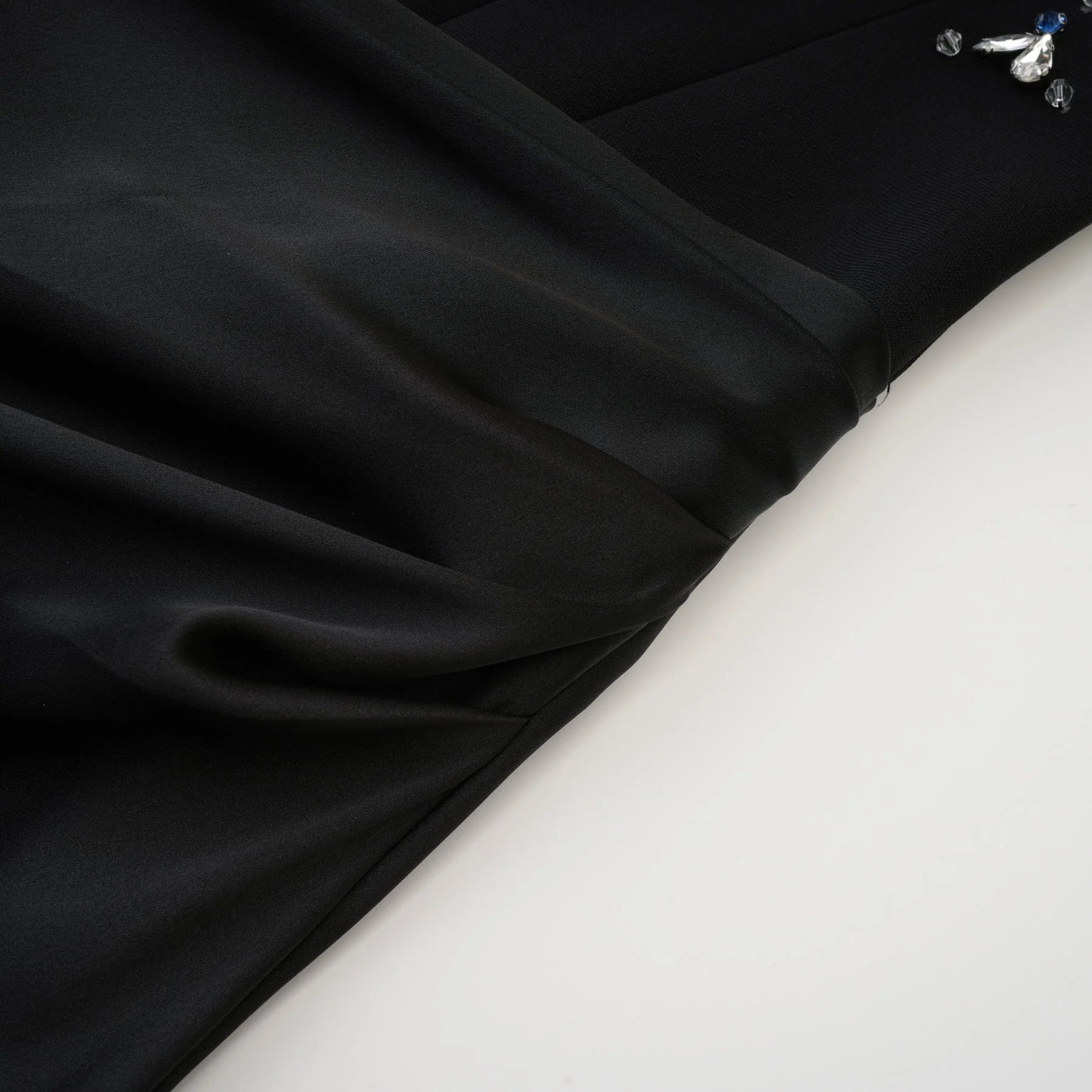 Giselle Maxi Dress - Off the Shoulder - Pleated Design - Crystal Embellishment - Flared Hem - Rear Zip Fastening