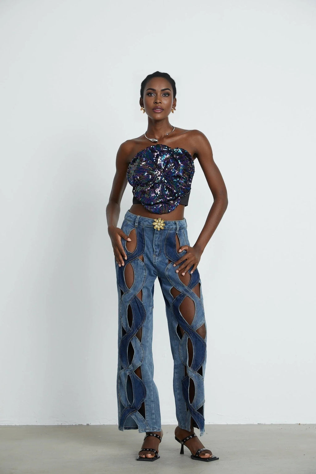 Giuliana Jeans - High Waist Design - Cut - Out Detail - Panel Detailing - Belt Loops