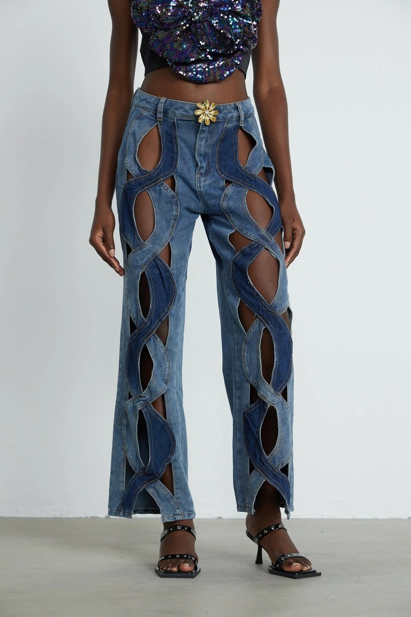Giuliana Jeans - High Waist Design - Cut - Out Detail - Panel Detailing - Belt Loops