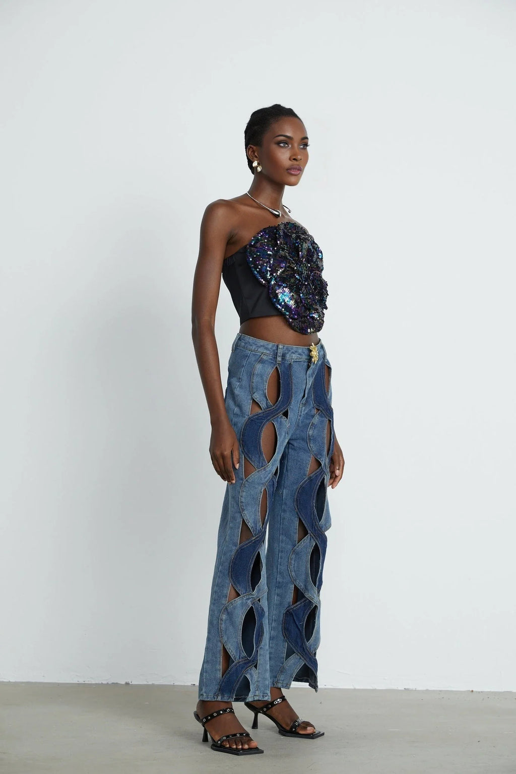 Giuliana Jeans - High Waist Design - Cut - Out Detail - Panel Detailing - Belt Loops