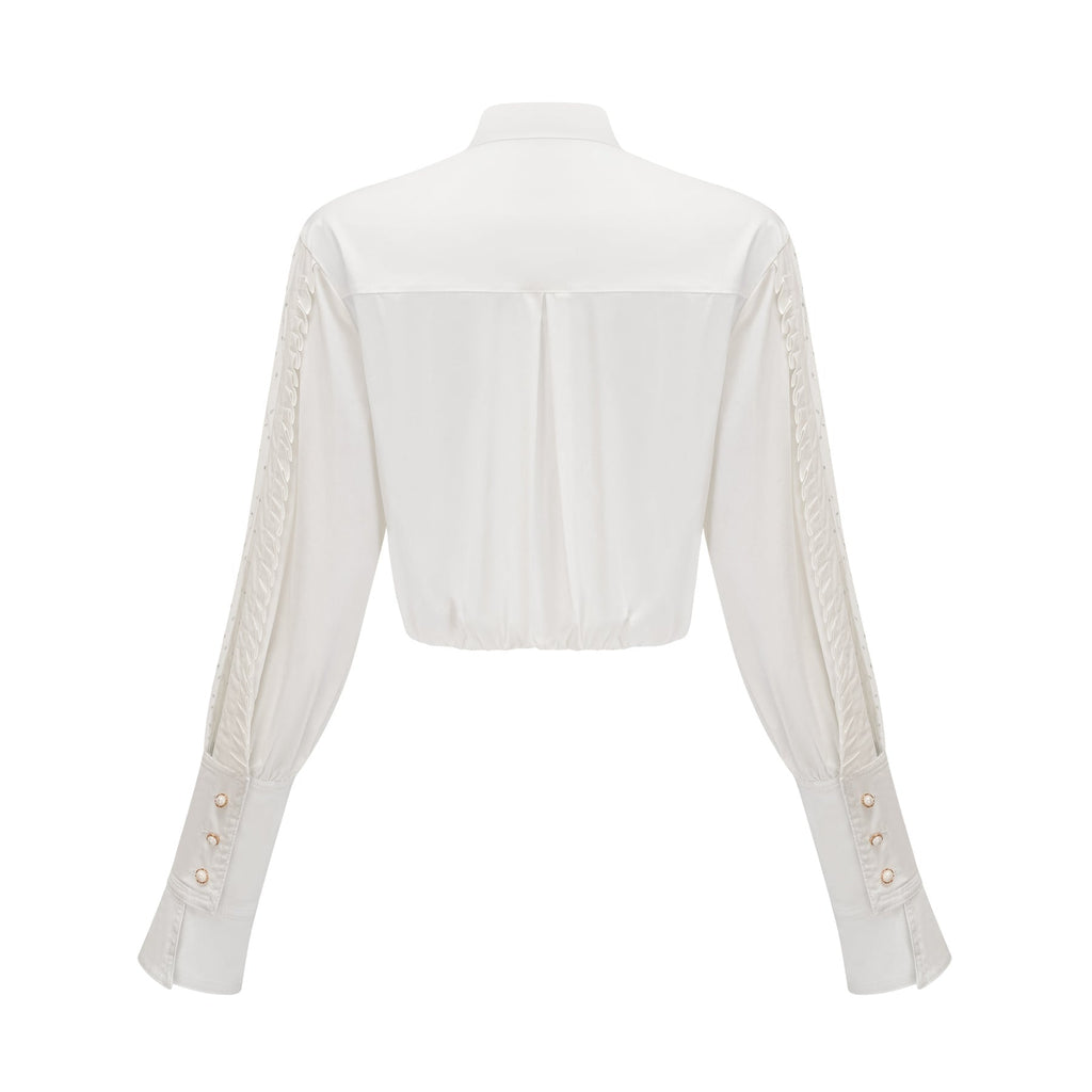 Giulietta Shirt - Scarf Collar - Long Sleeves - Pleated Design - Button Fastening