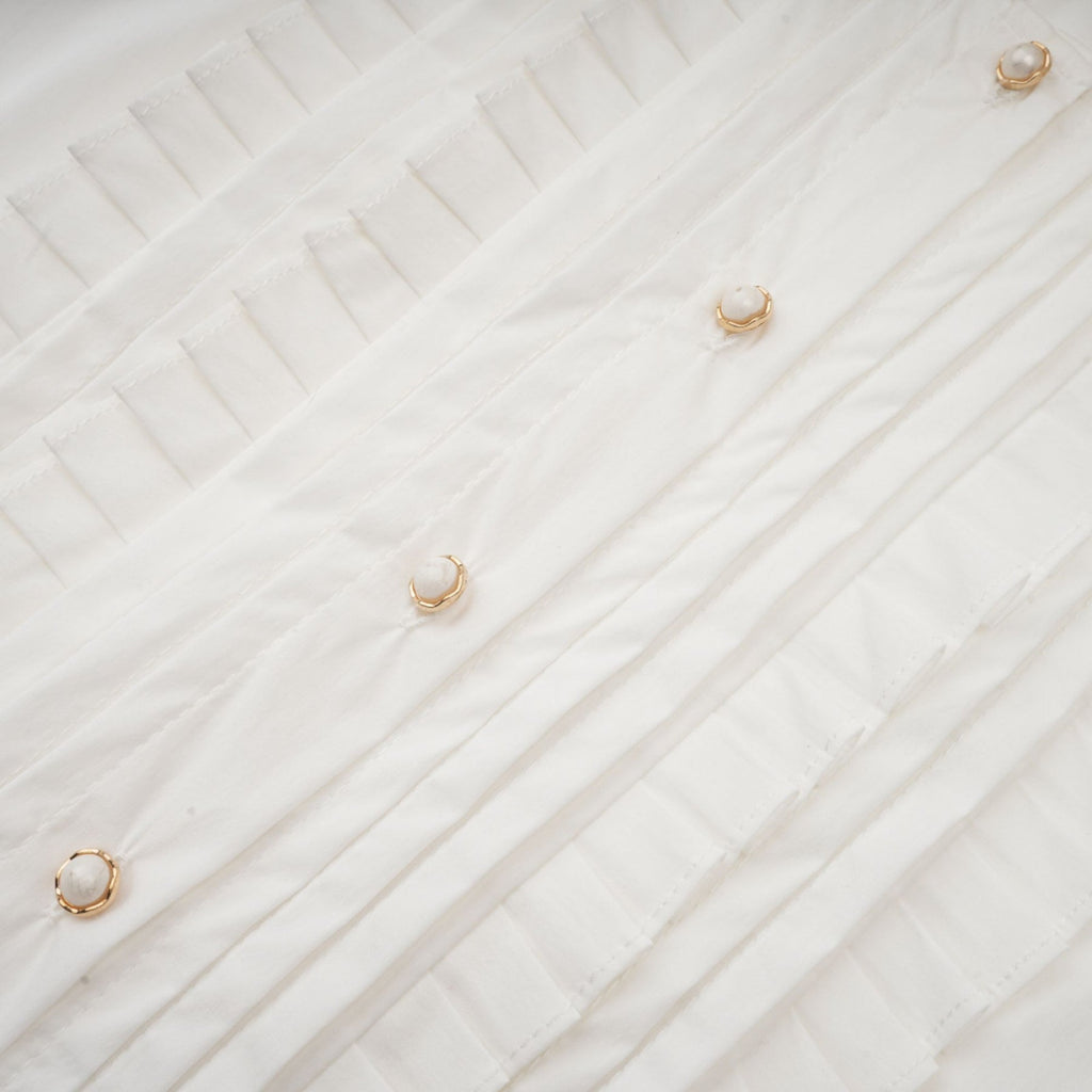 Giulietta Shirt - Scarf Collar - Long Sleeves - Pleated Design - Button Fastening