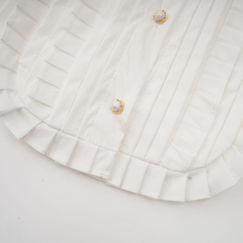 Giulietta Shirt - Scarf Collar - Long Sleeves - Pleated Design - Button Fastening