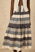 Giulietta Skirt with Polka Dots and Stripes in Black