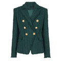 Gloria Blazer - Tailored Double - Breasted Fit - Classic Tweed Design - Fitted Waist - Button Details - Luxurious Textured Tweed