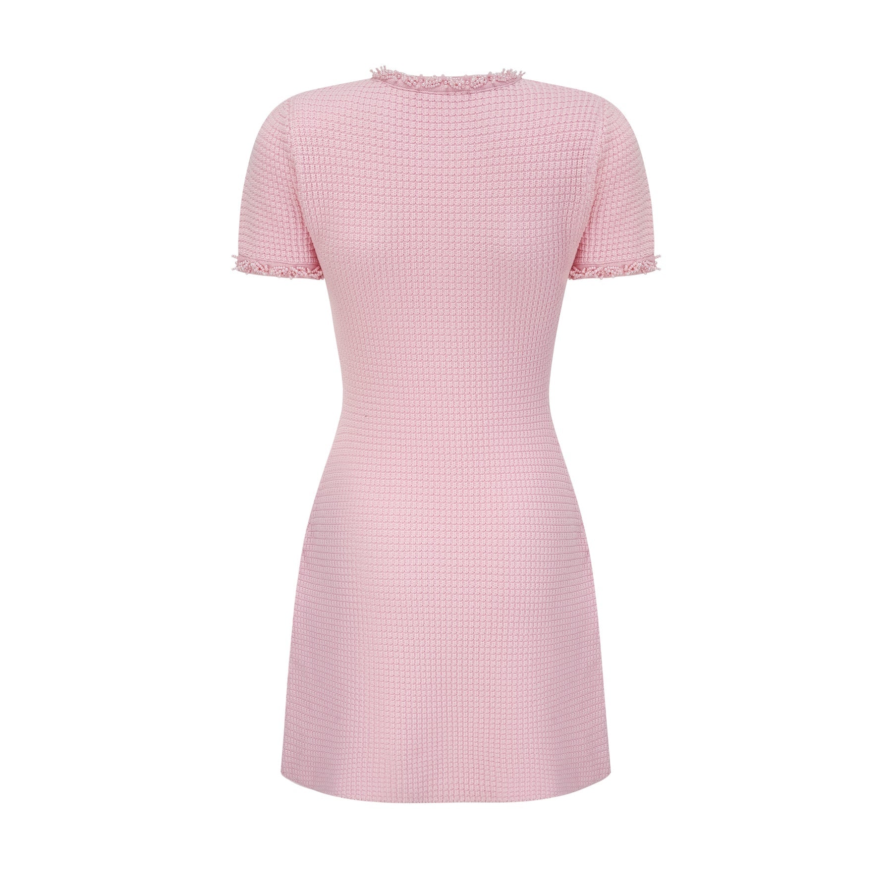 Gloria Mini Dress - Knitted Crew Neck Bead Embellishment Patch Pockets