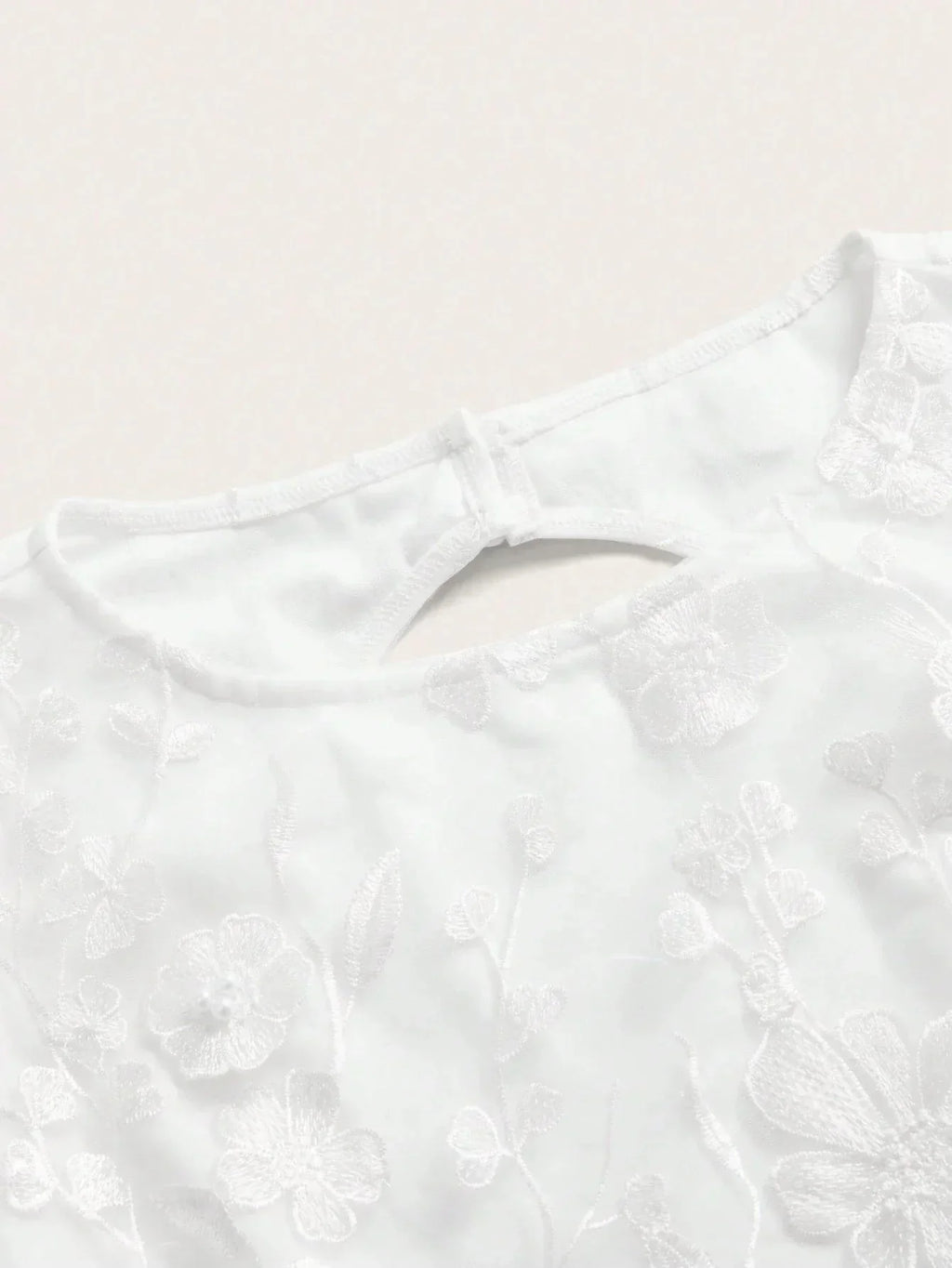 This delicate white dress features intricate floral embroidery, perfect for a romantic occasion. The elegant fit and.