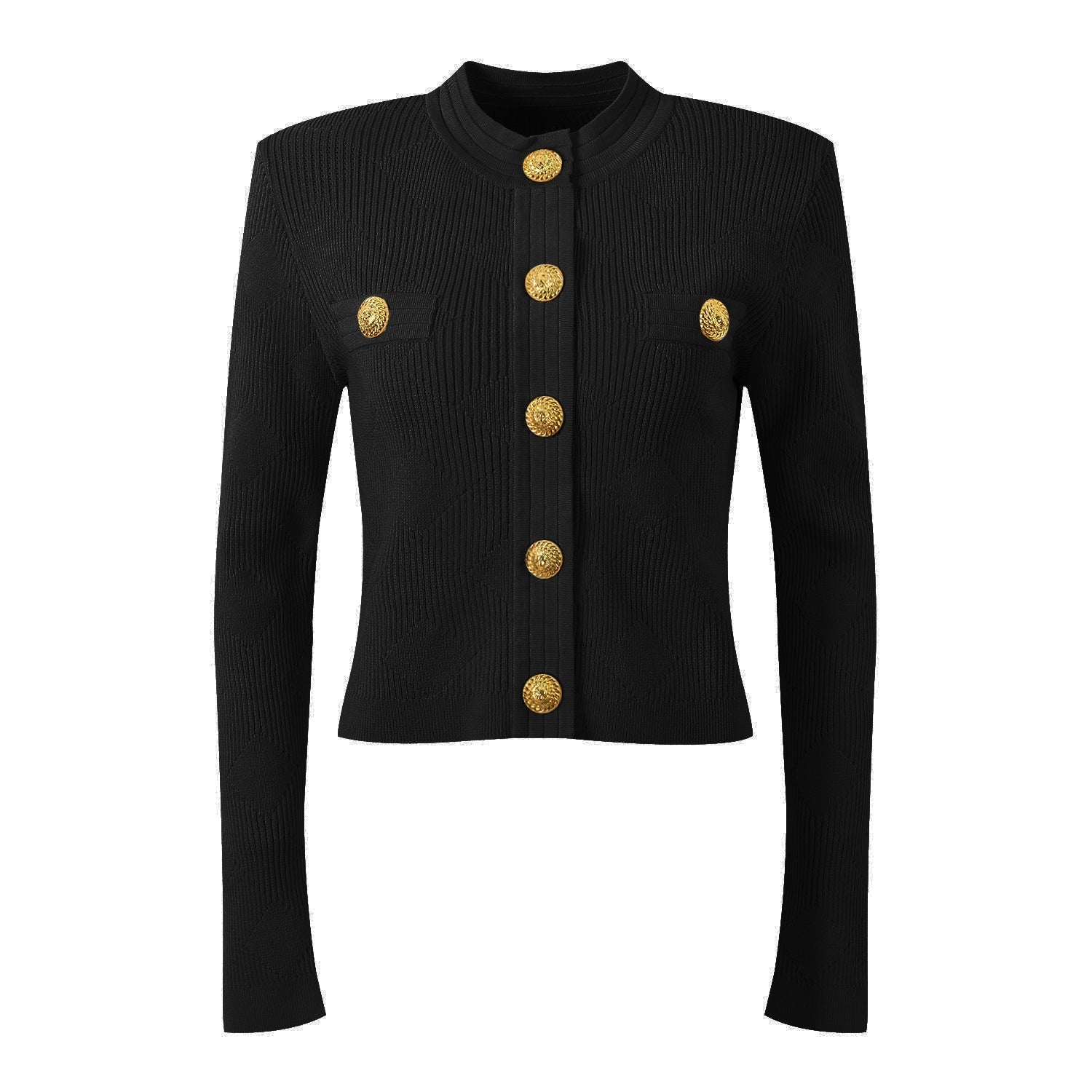 Grace Cardigan - Tailored Fit - Textured Design - Light With Accents - Elegant Button - Up Style - Decorative Gold Buttons