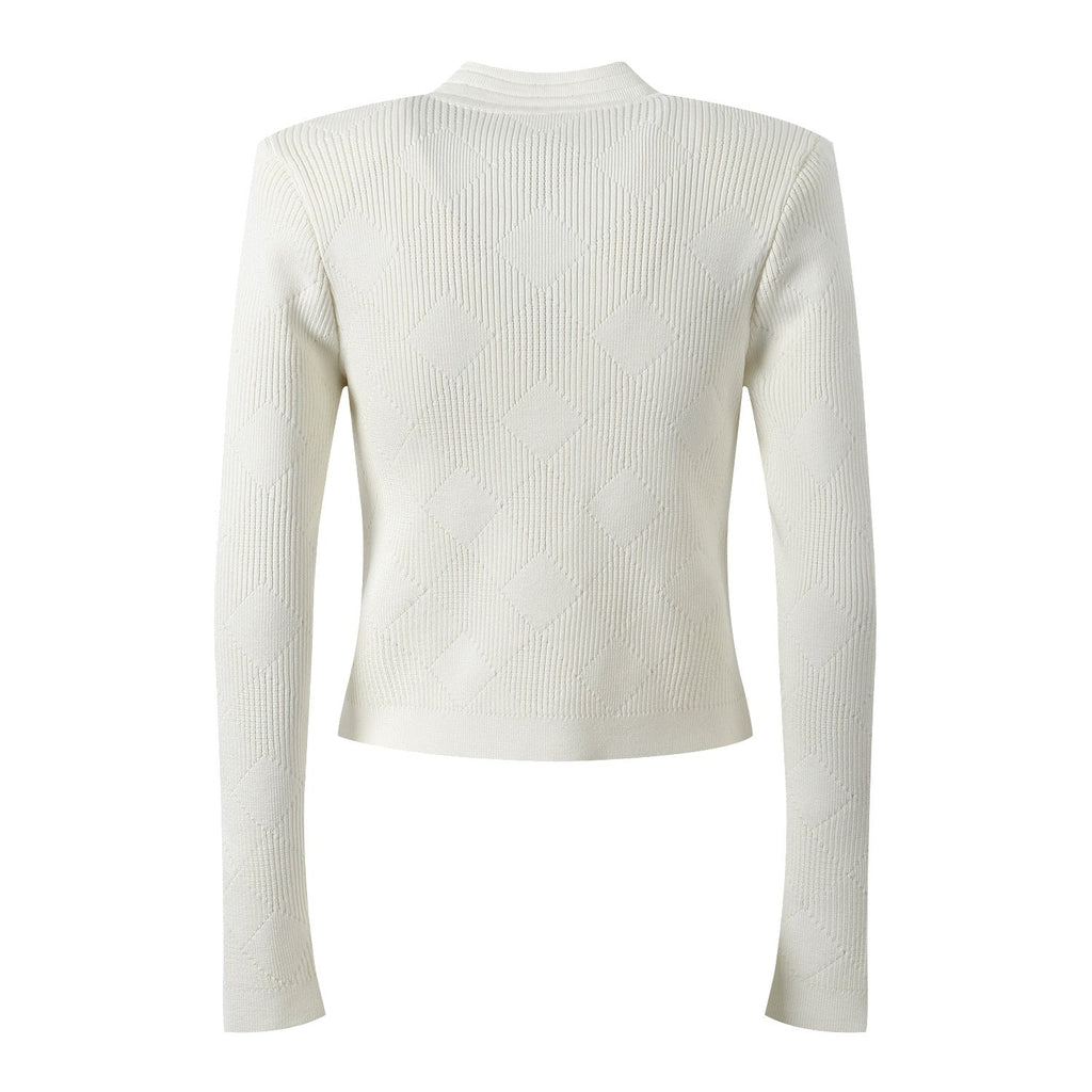Grace Cardigan - Tailored Fit - Textured Design - Light With Accents - Elegant Button - Up Style - Decorative Gold Buttons