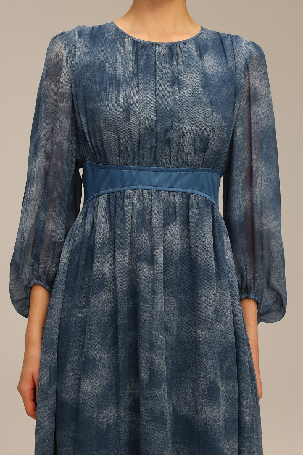 Graziana Blue Maxi Dress with Delicate Print Detailing