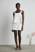 Greta Skirt & Top Set - Square Neck - Sleeveless - Faux - floral embellishment - Thigh length