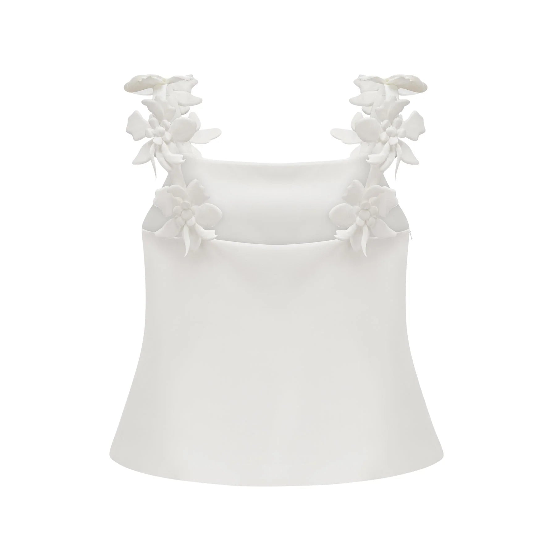 Greta Skirt & Top Set - Square Neck - Sleeveless - Faux - floral embellishment - Thigh length