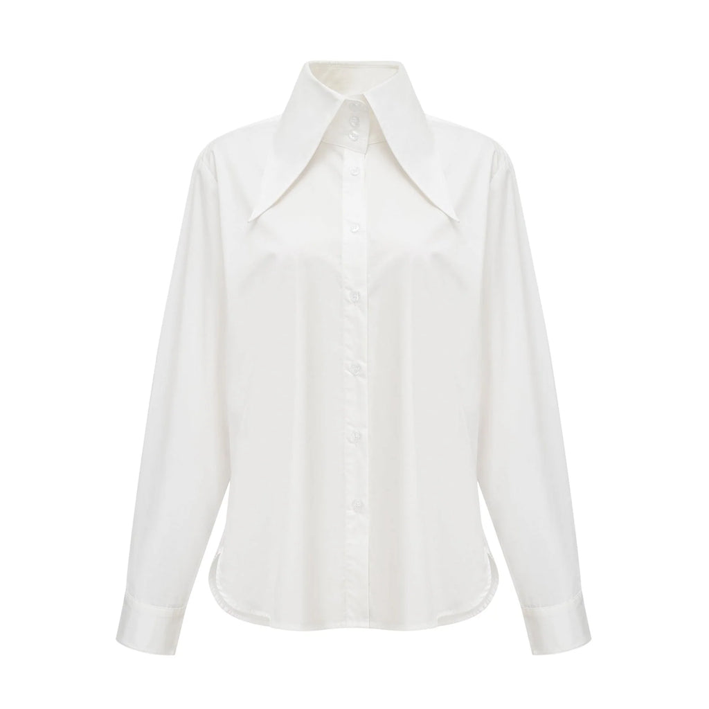 Guenda Shirt - Point Collar - Long Sleeves - Buttoned Cuffs - Front Button Fastening