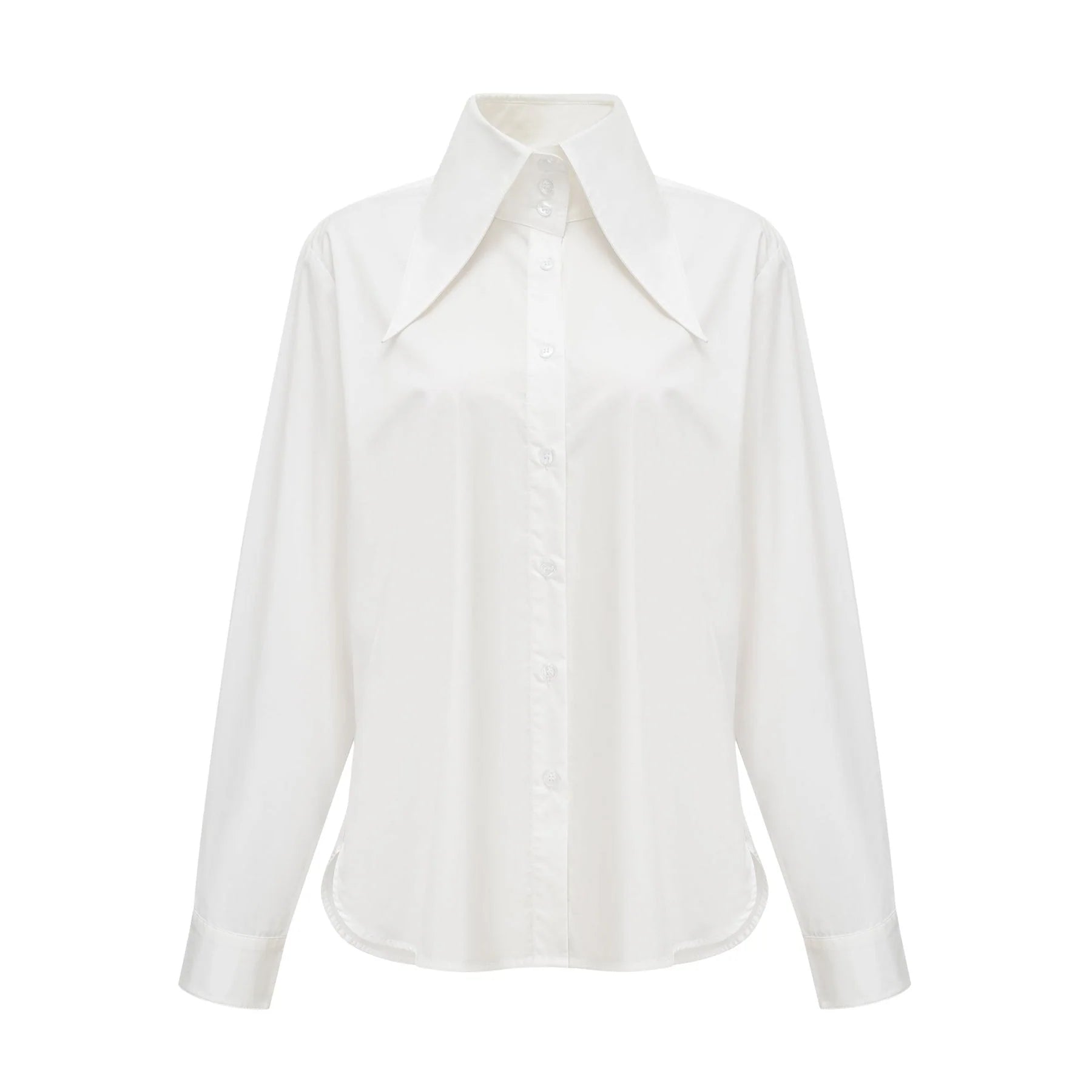 Guenda Shirt - Point Collar - Long Sleeves - Buttoned Cuffs - Front Button Fastening
