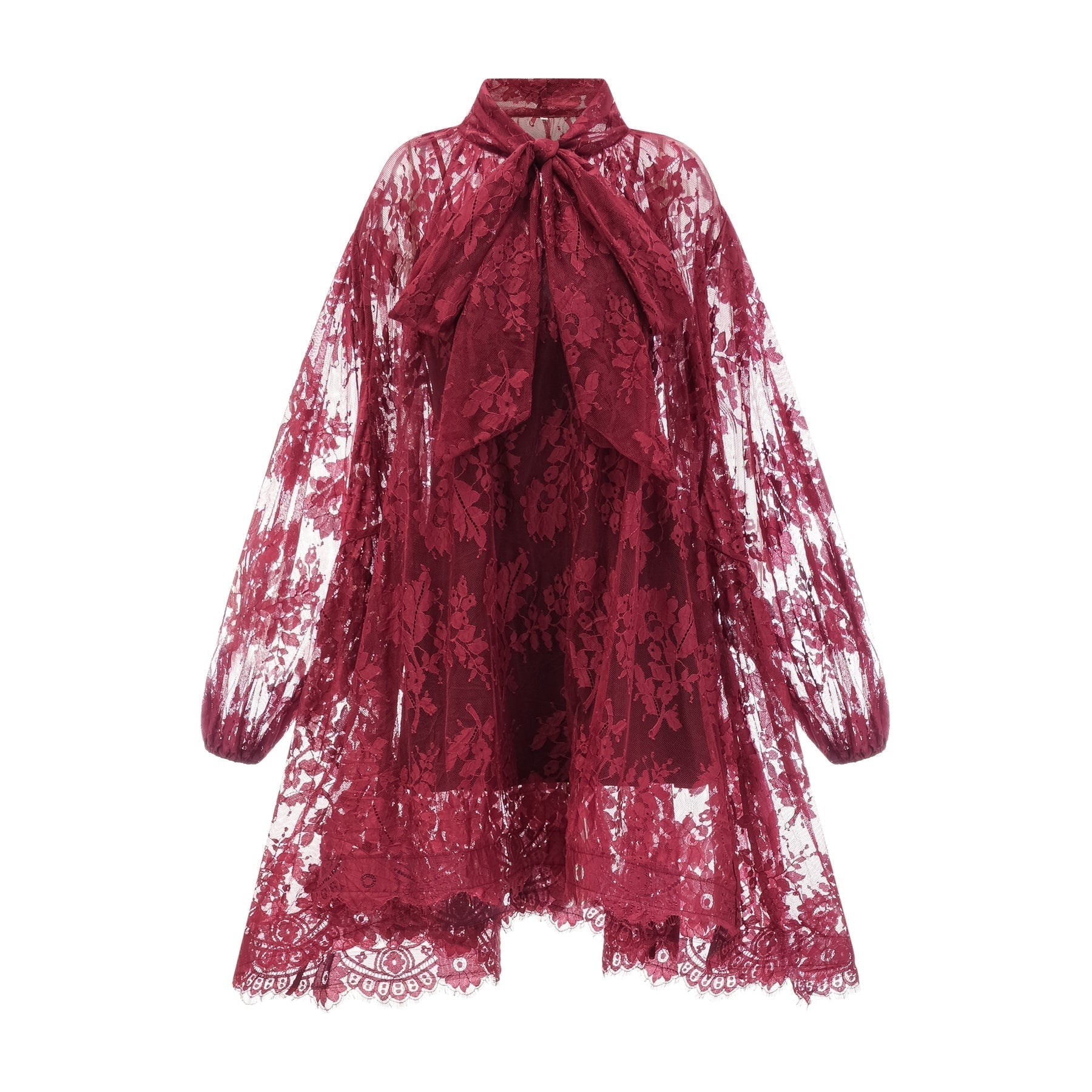 Guendalina Dress - Chantilly Lace - Long Sleeve - Knee - Length