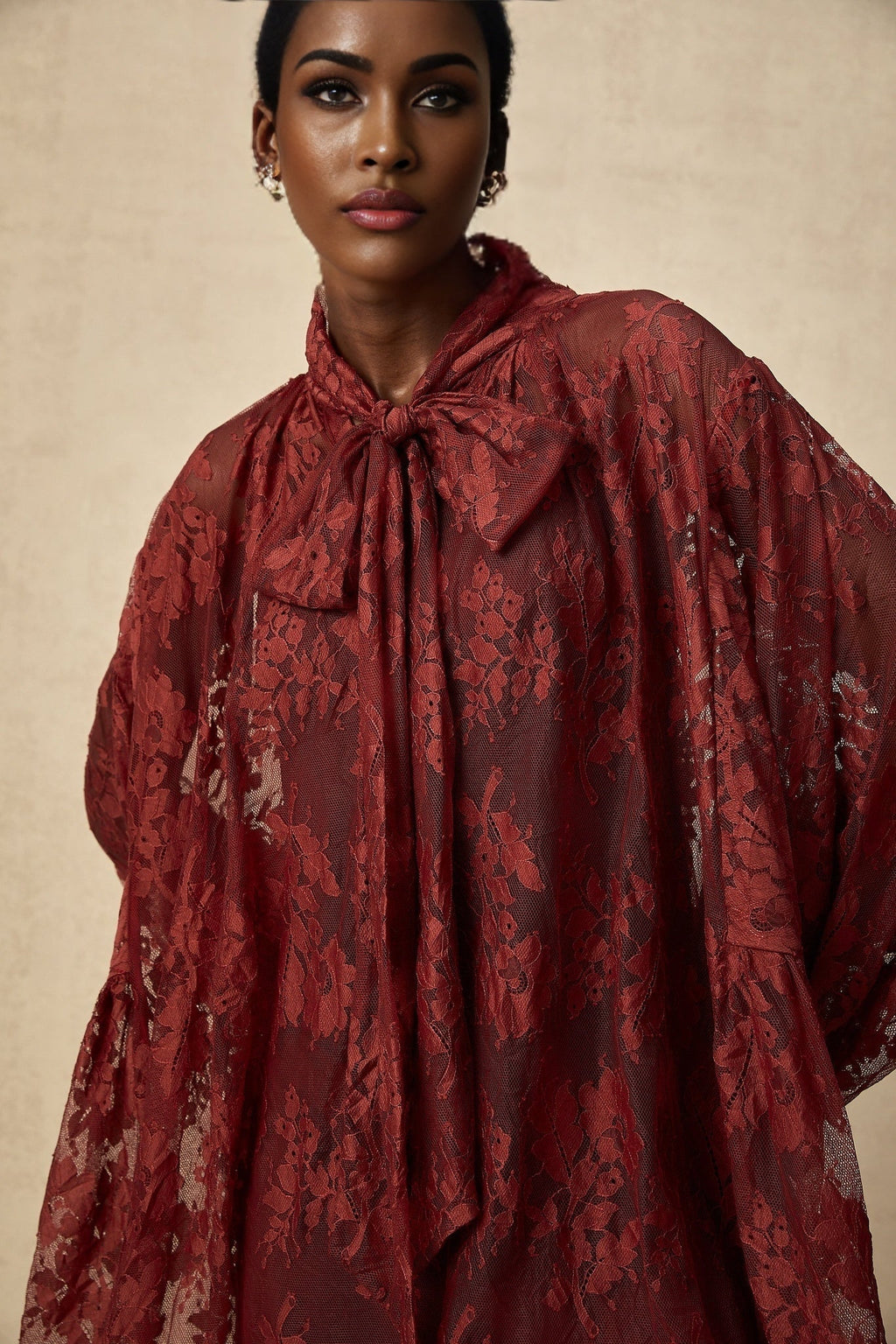 Guendalina Dress - Chantilly Lace - Long Sleeve - Knee - Length