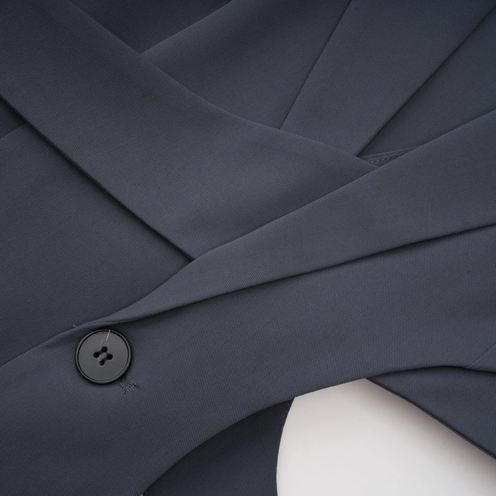Hailey Jacket - Long Sleeves - Notched Lapels - Shoulder Pads - Asymmetric Design