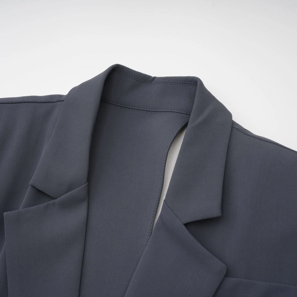 Hailey Jacket - Long Sleeves - Notched Lapels - Shoulder Pads - Asymmetric Design