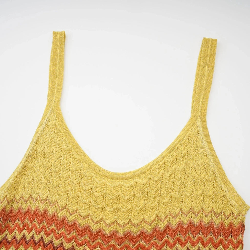 Haley Maxi Dress Brown & Multicolor Gradient Knit Hem