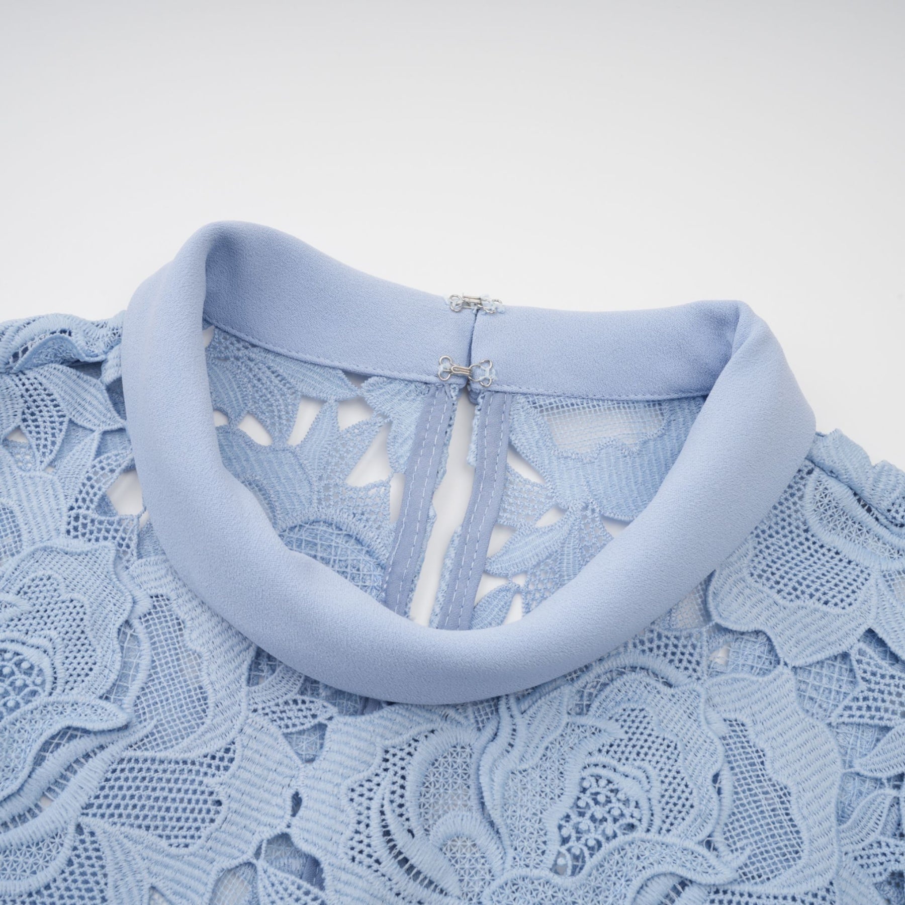 Hanna Midi Dress - Guipure Lace - Floral Appliqué - Scallop Trim - Flared Hem - Short Sleeves