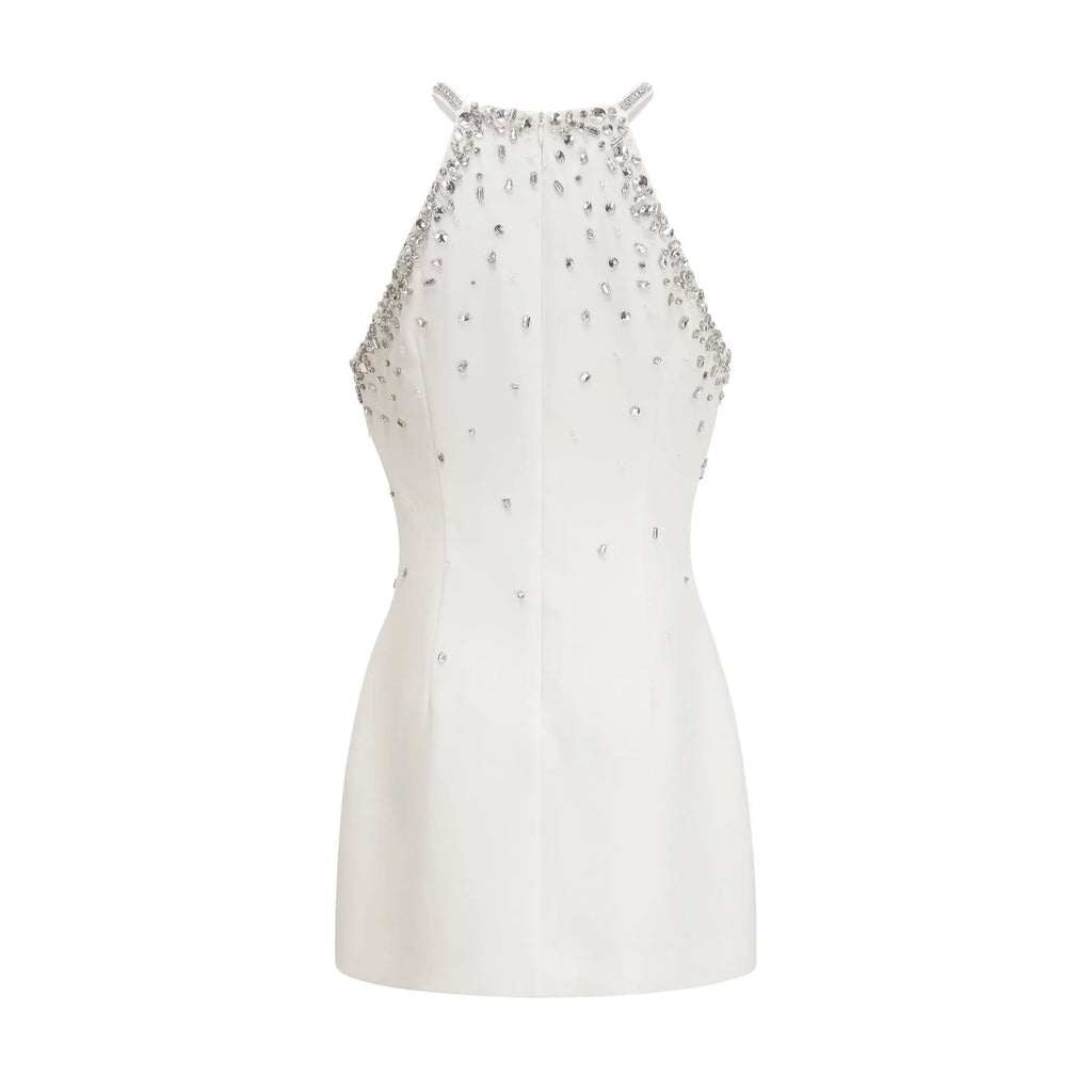 Hanna Mini Dress - Choker Design - Sleeveless - Embellished - Rear Zip Fastening
