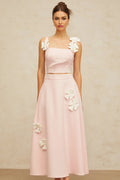 Harleigh Top & Skirt Set Pink Floral - Applique