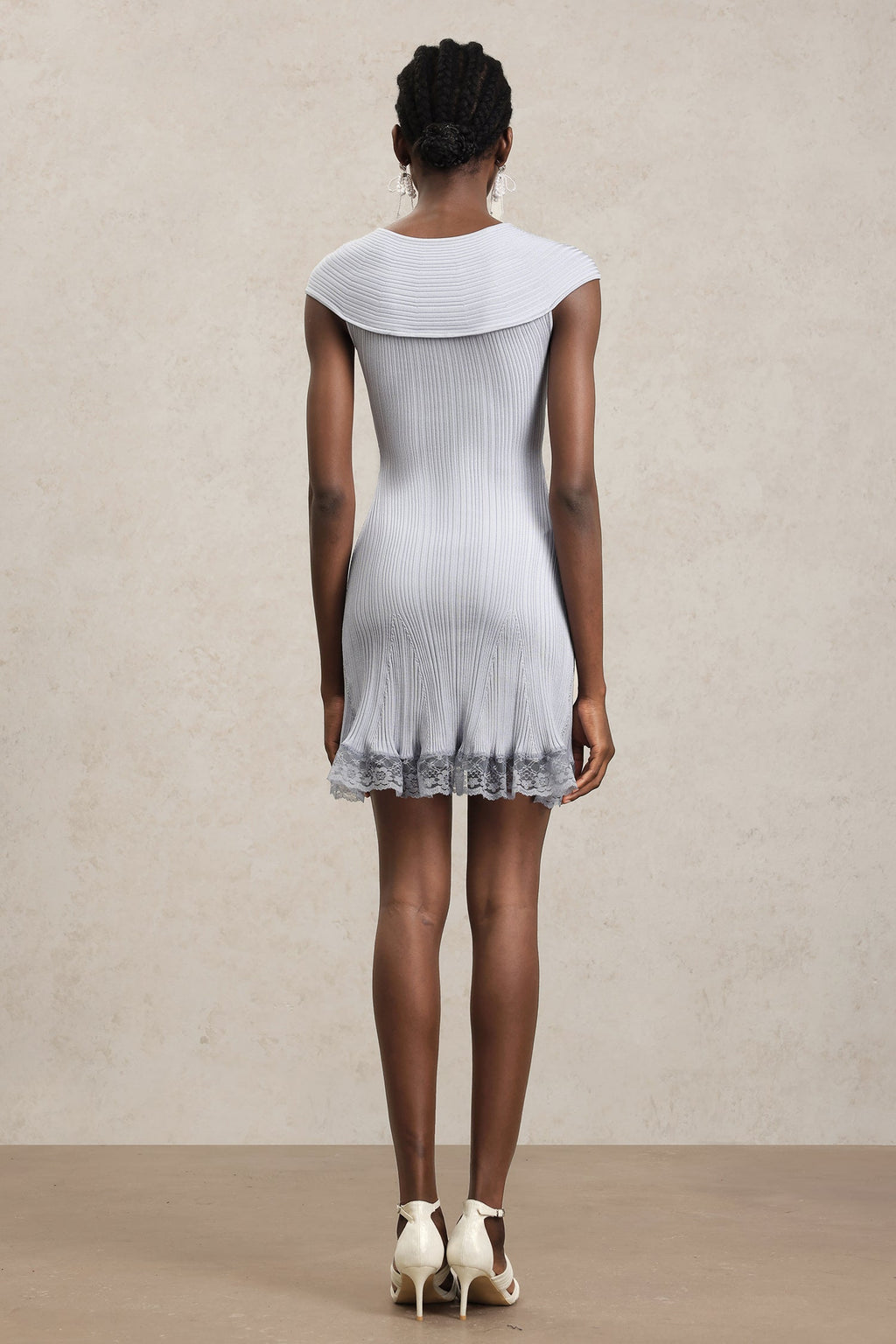 Harper Gray Hollow Out Mini Dress with Lace Detailing