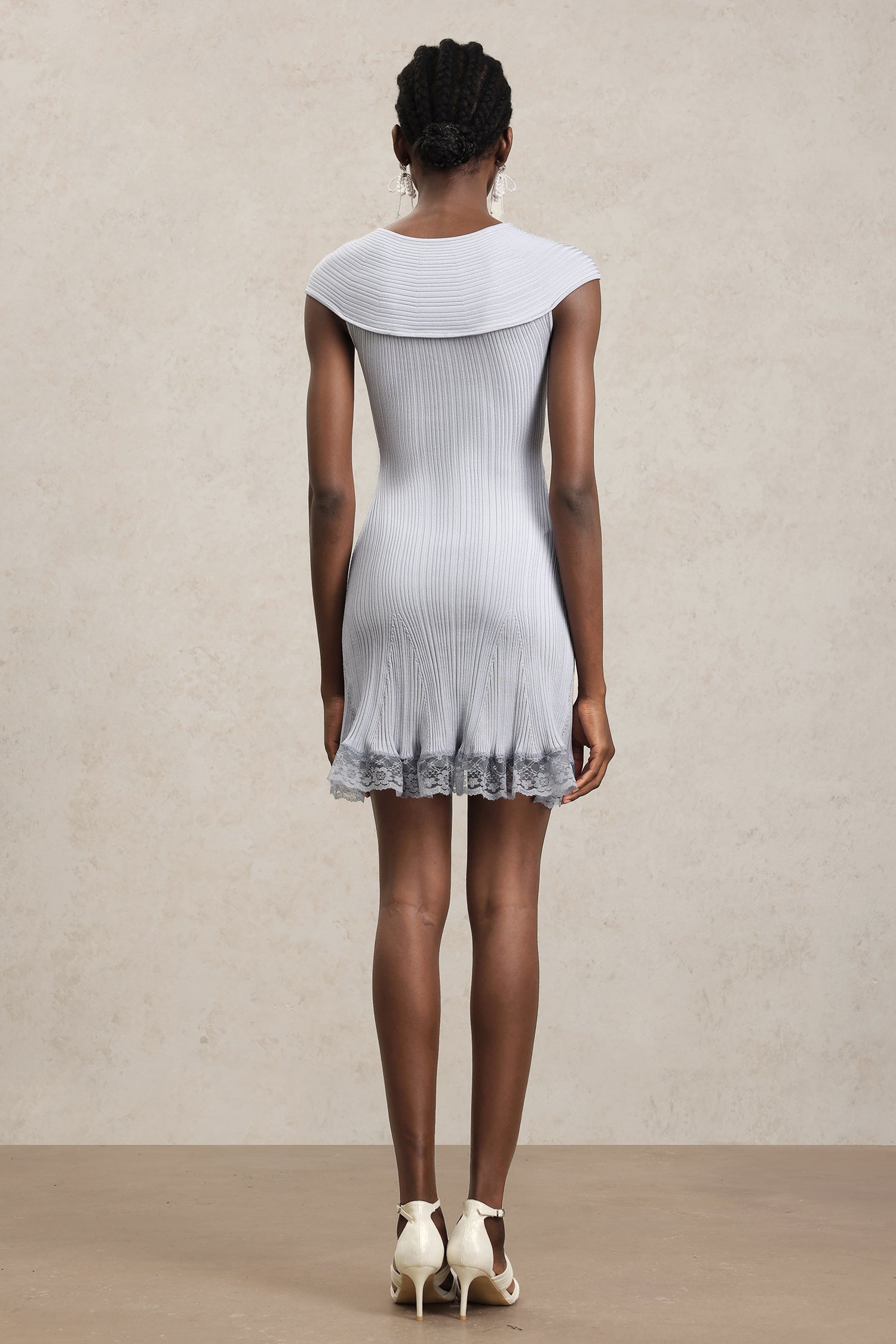 Harper Gray Hollow Out Mini Dress with Lace Detailing
