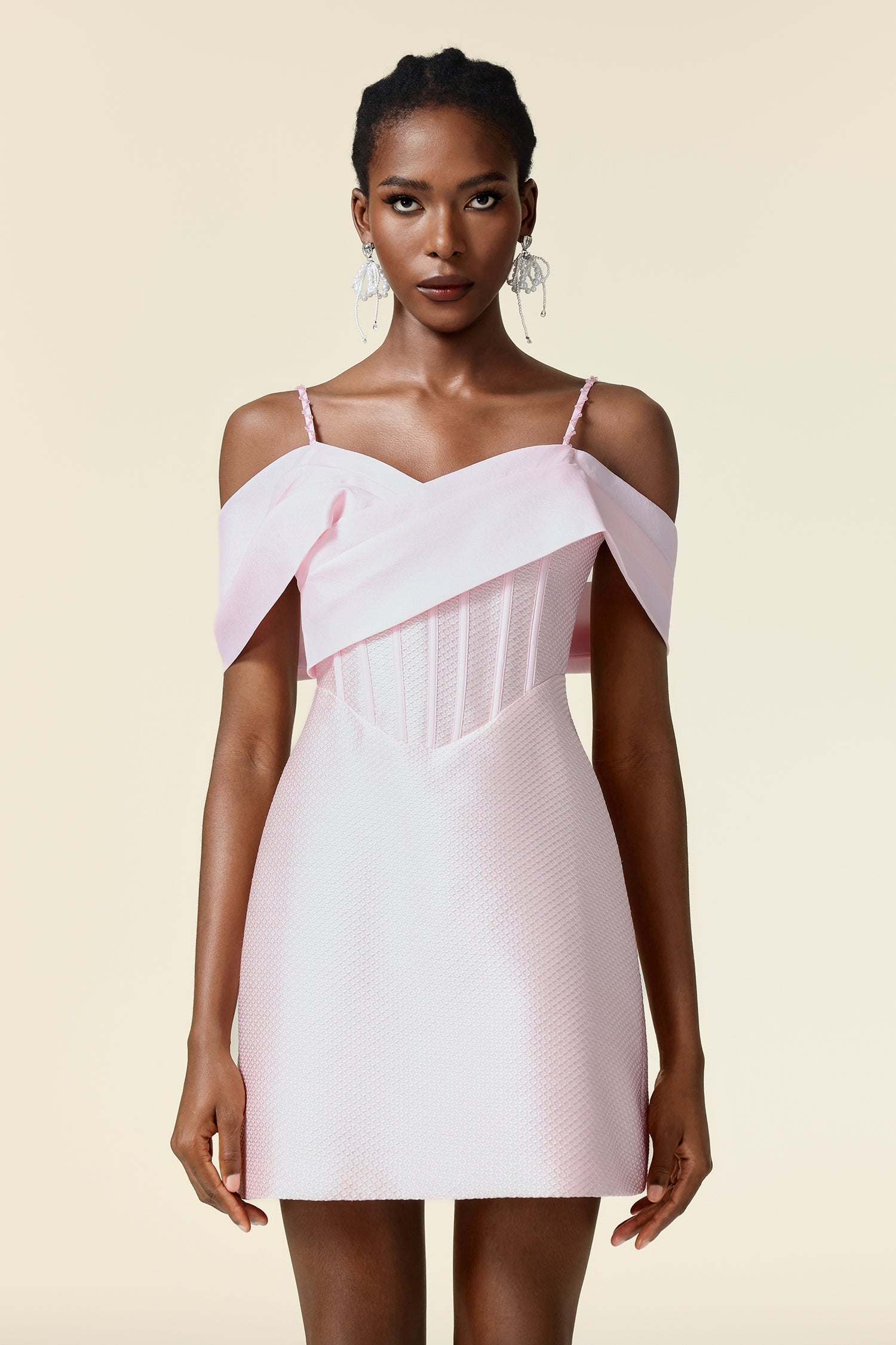 Harper Pink Textured Mini Dress Cocktail Party Special Occasion Chic Comfortable Versatile