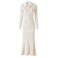Haven Dress - Fitted Silhouette Flared Hemline - Button - Down Front Pockets - Form - Fitting Accentuates Waist - Lightweight Ribbed Knit Fabric