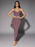 Haven Maxi Dress - Refined Style - High Stretch Fabric Elasticity - Slim Fit Type - Pencil Hem Shaped - Sleeveless Length - Premium Quality