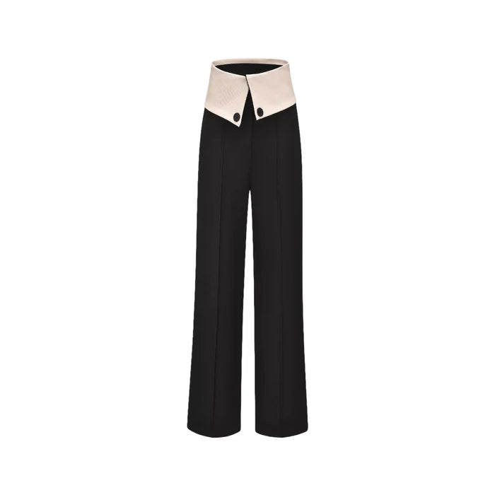 Haven Trousers - High - Rise Contrast Collar - Panelled Tailoring - Flared Legs - Structured fit - Versatile Style