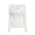 Helena Long Sleeve Top - Twist Design - Fitted Silhouette - Ribbed Knit - Wool Blend