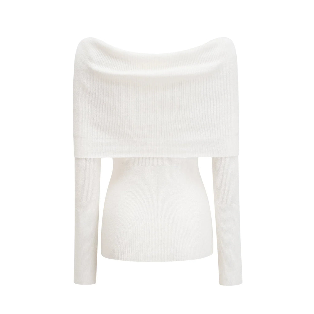 Helena Long Sleeve Top - Twist Design - Fitted Silhouette - Ribbed Knit - Wool Blend
