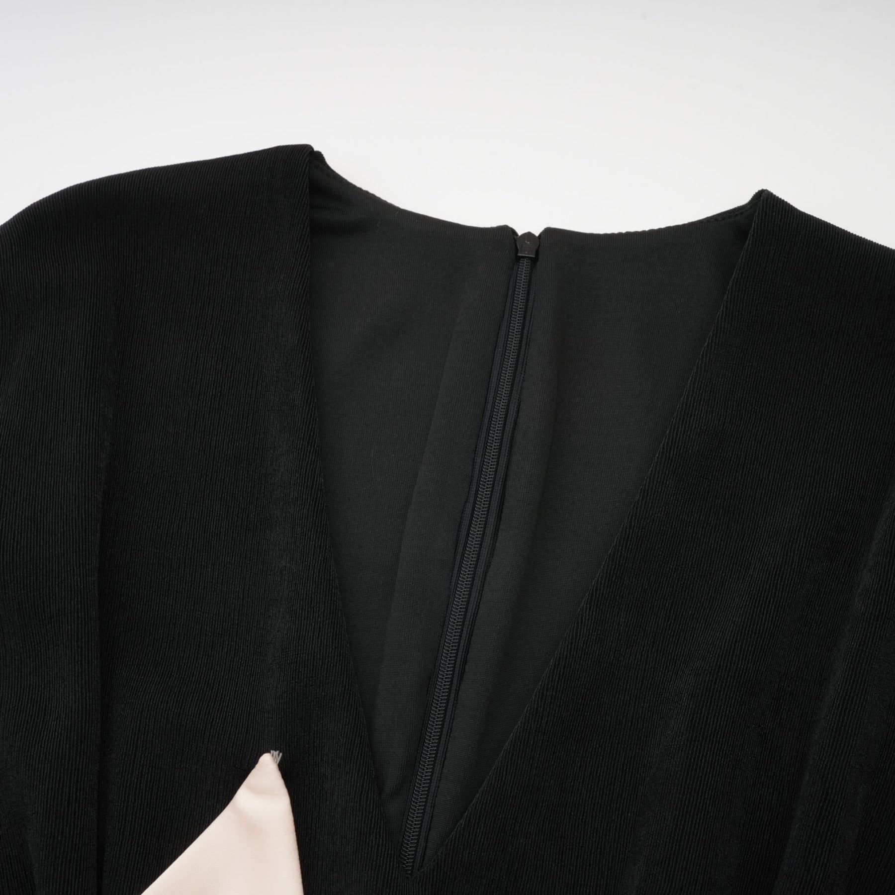 Holland Maxi Dress - Long Sleeve V - Neck Design - Bow Embellished Waist - Corset Style with High Slit