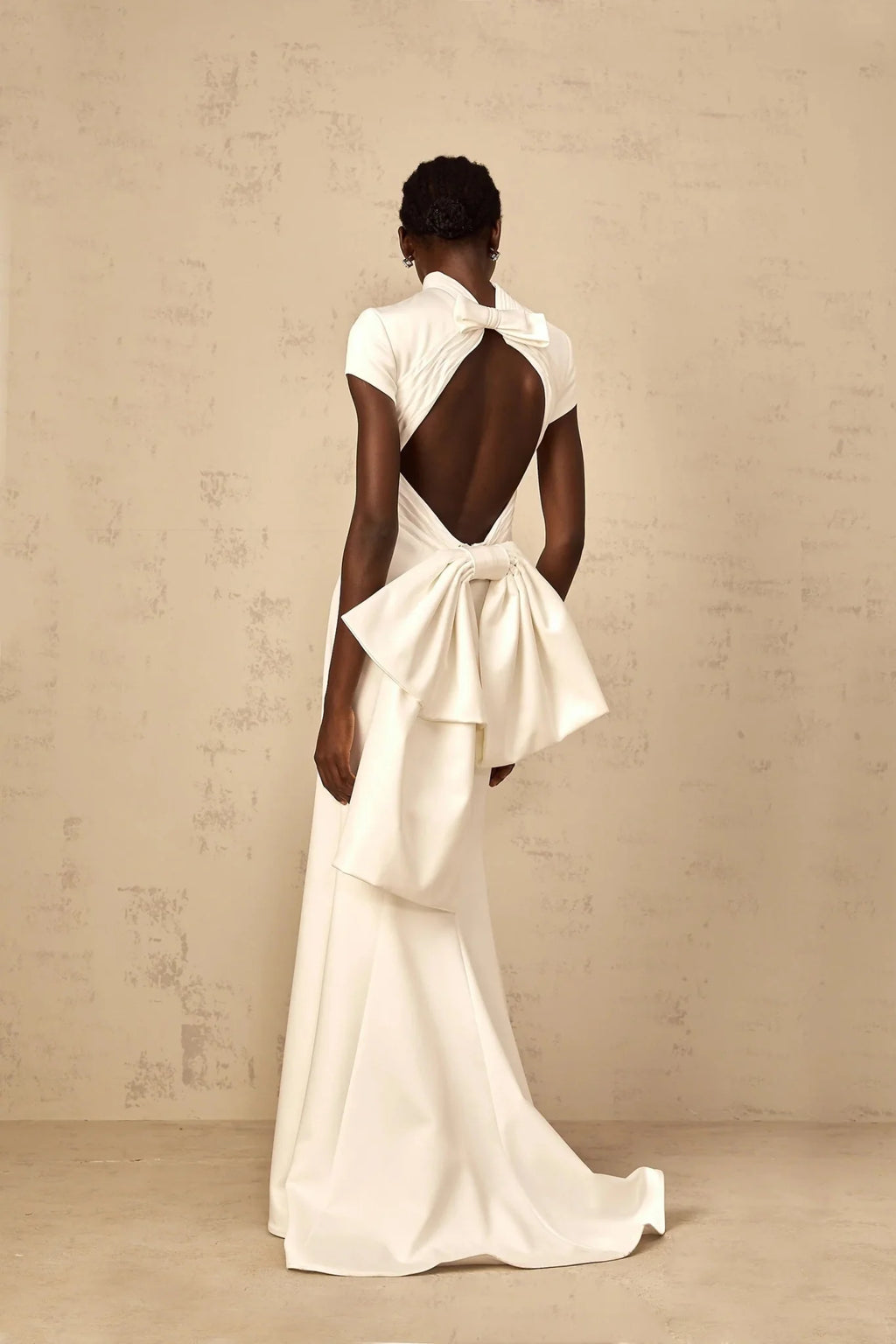 Hope Maxi Dress White Statement Bow Mermaid Hem & Open Back