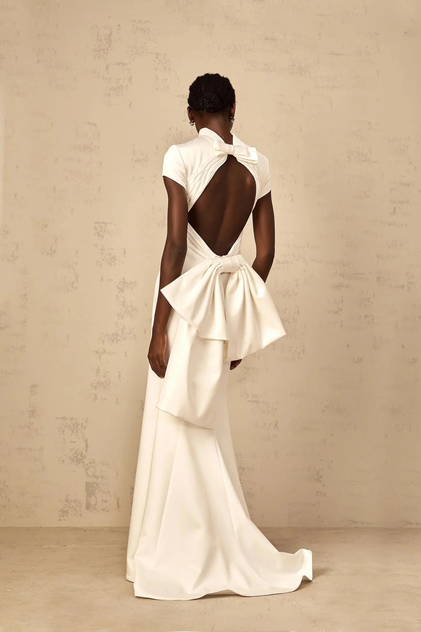 Hope Maxi Dress White Statement Bow Mermaid Hem & Open Back