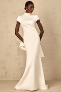 Hope Maxi Dress White Statement Bow Mermaid Hem & Open Back