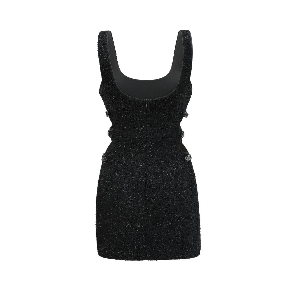 Hope Mini Dress - Sleeveless - Spaghetti Strap - Bow and Cut - out Detail - Side Slit