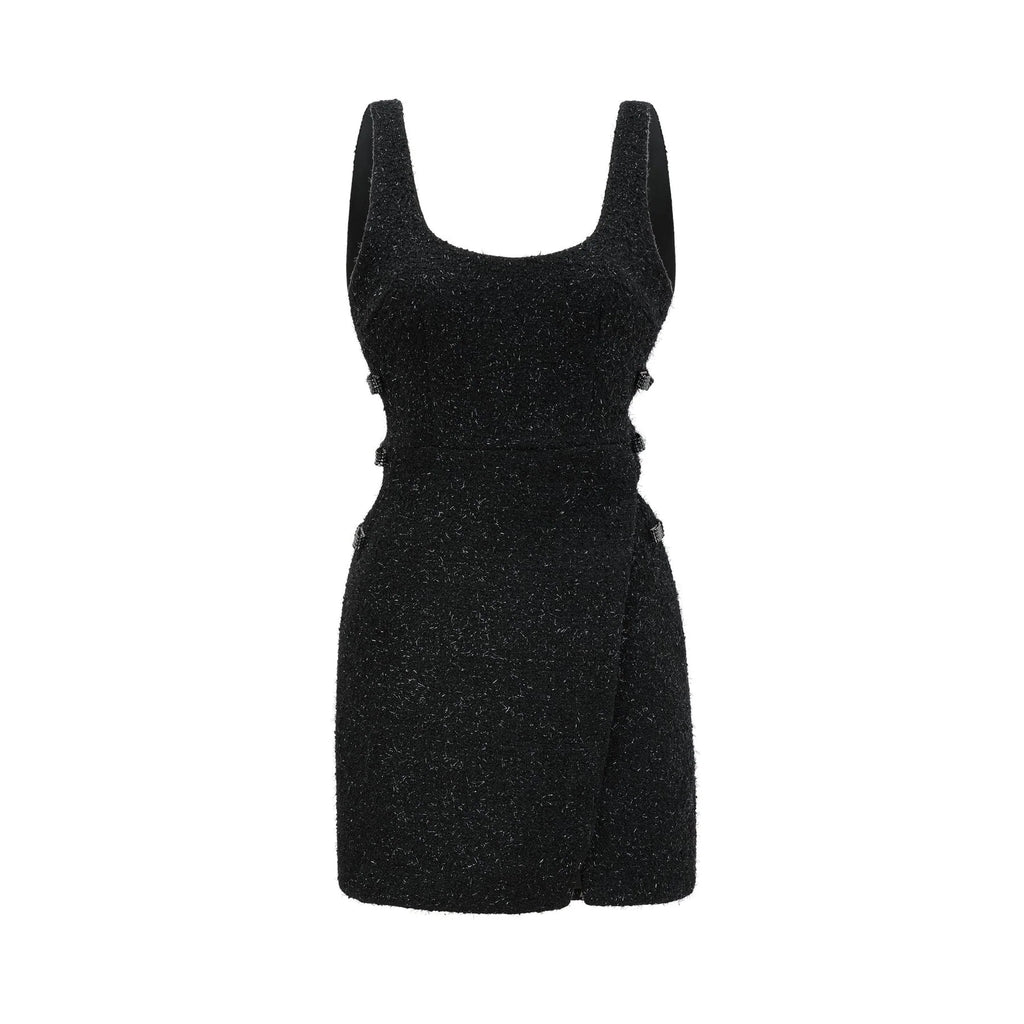 Hope Mini Dress - Sleeveless - Spaghetti Strap - Bow and Cut - out Detail - Side Slit