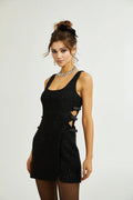 Hope Mini Dress - Sleeveless - Spaghetti Strap - Bow and Cut - out Detail - Side Slit
