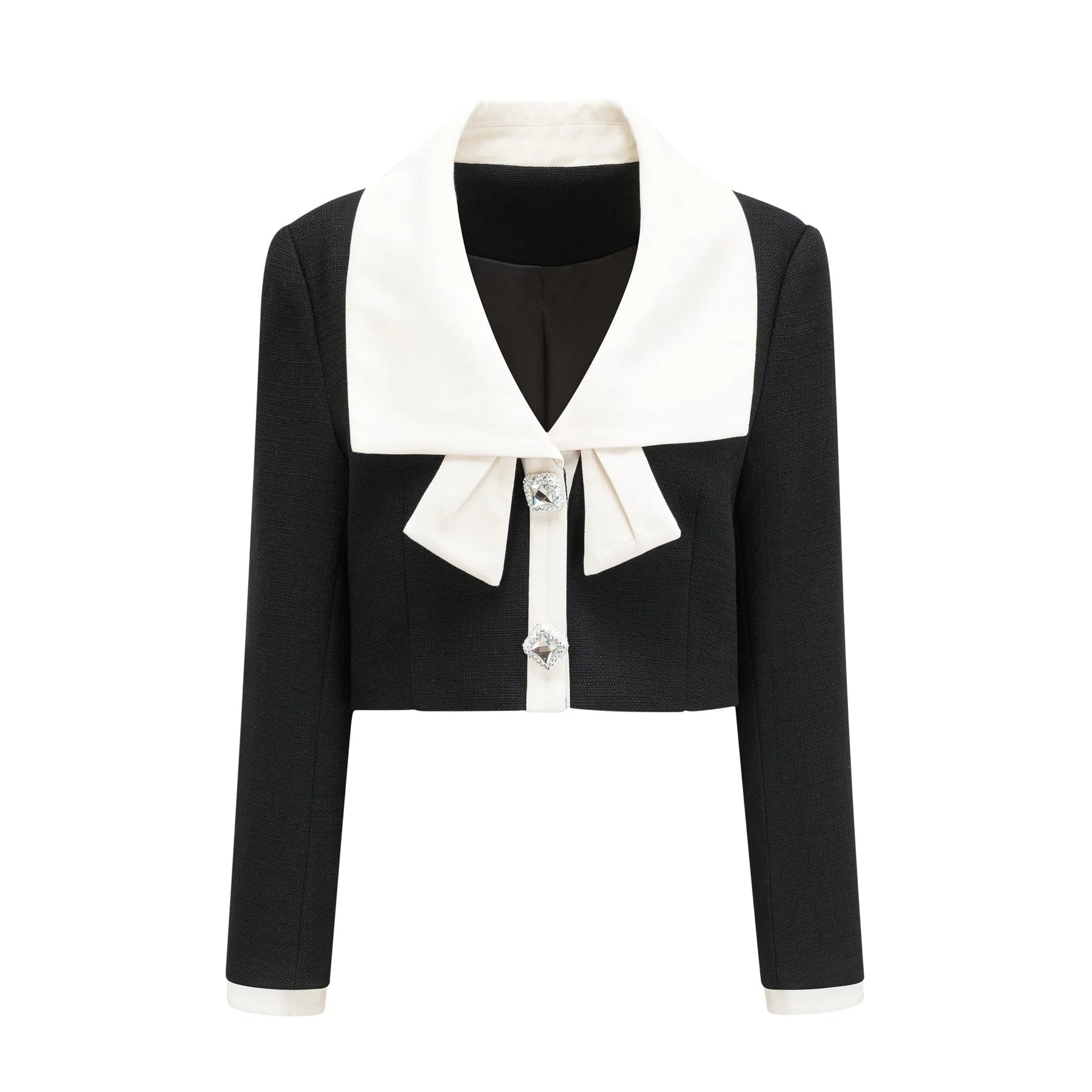 Ida Jacket & Skirt Set - Contrast Colors - Cropped Jacket - Flared Skirt - Front Button Fastening - Patch Pockets