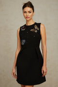 Ilaria Mini Dress - Sleeveless - Round Neck - Butterfly Motif - Sequin Embellishment