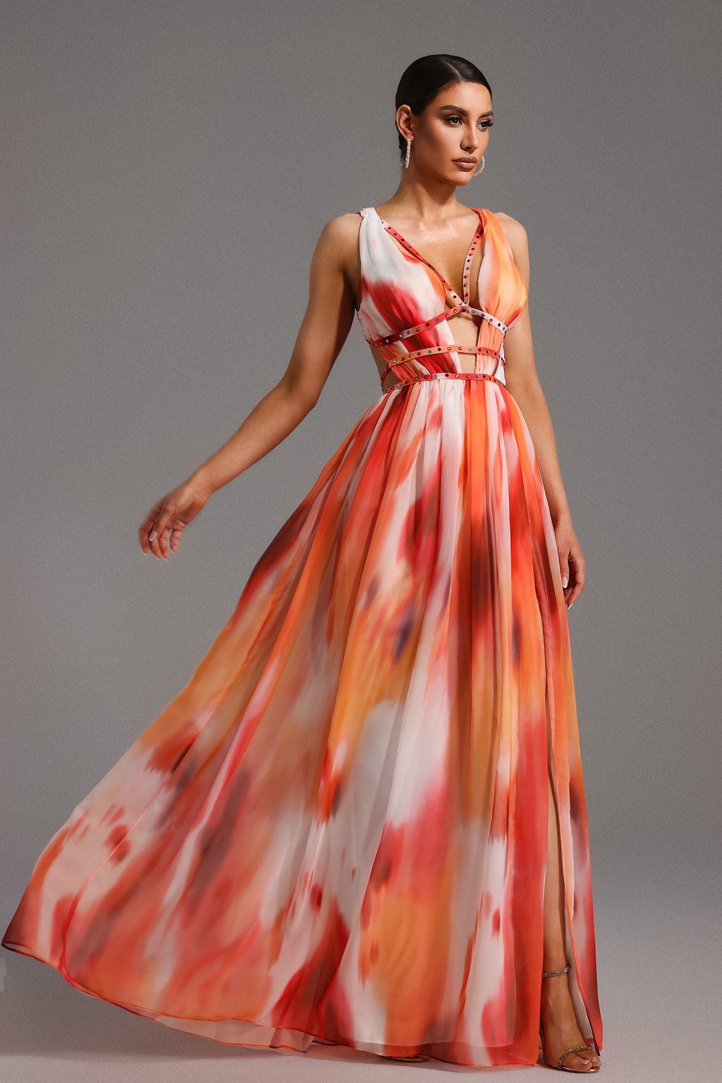 Iliana Orange Maxi Dress for Women
