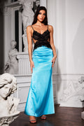 Ines Blue Lace Backless Maxi Dress