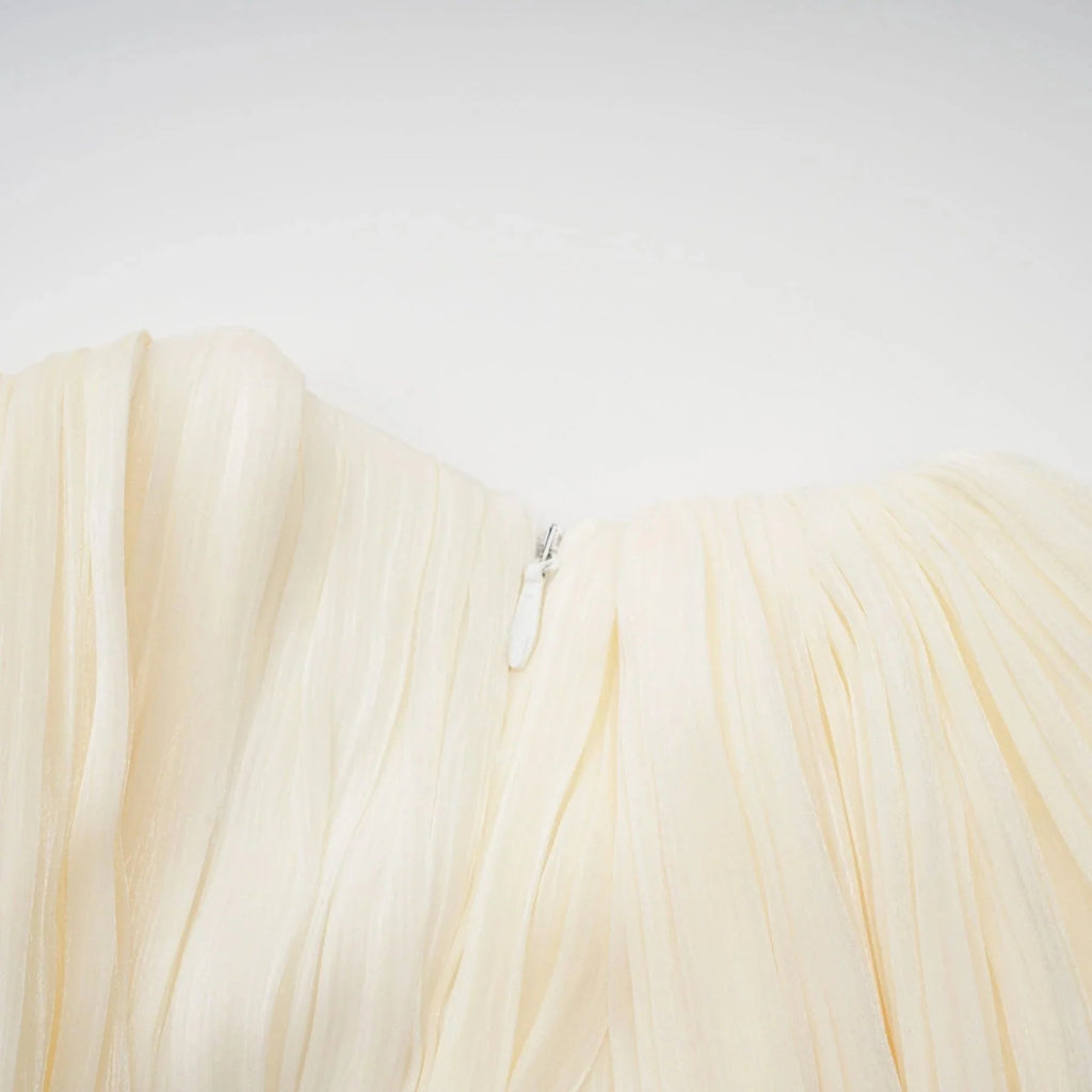 Ines Mini Dress Pleated Ribbon Design & Glitter Detail