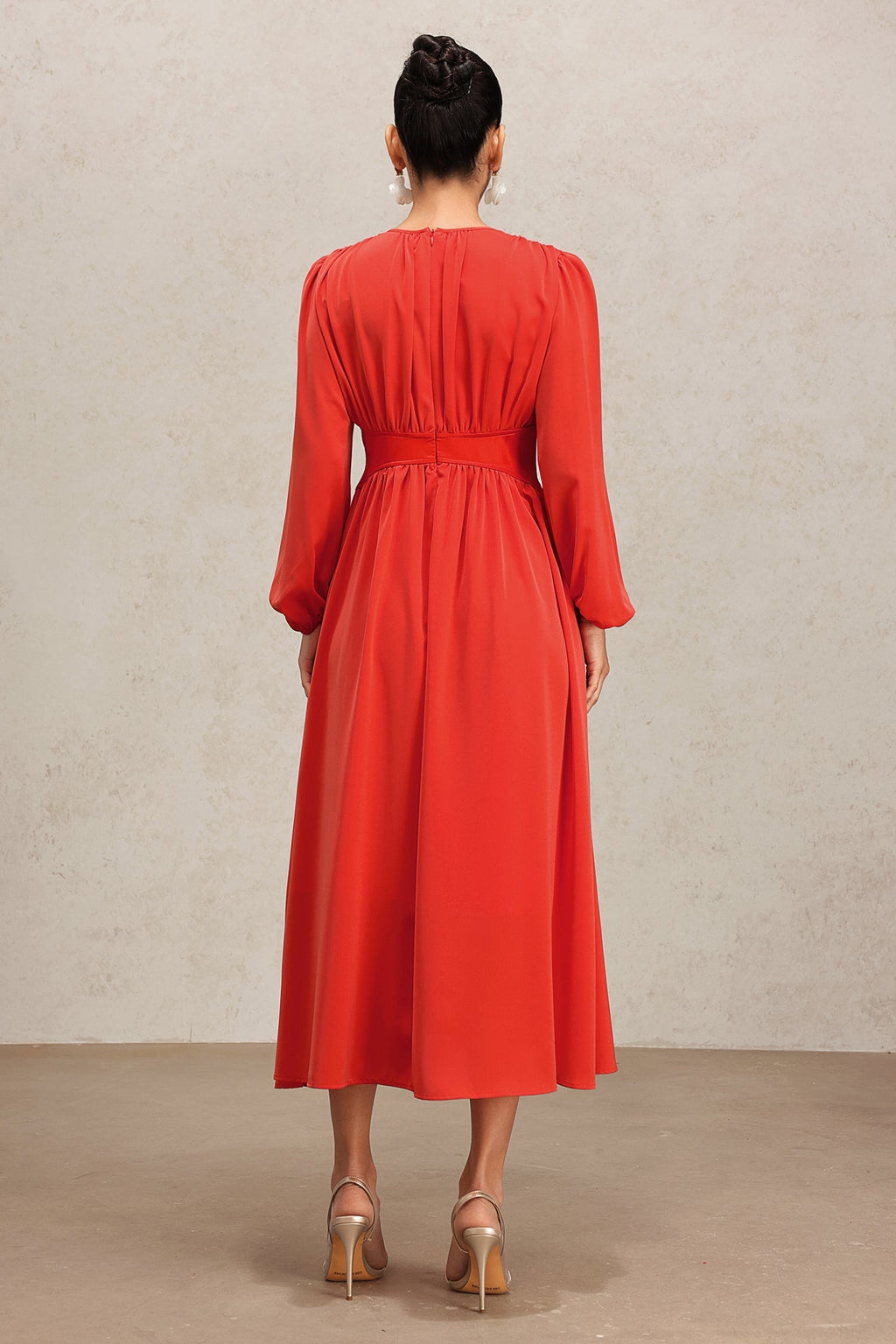 Ines Red Long Sleeve Maxi Dress