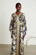 Iolanda Maxi Dress - Guipure Lace Detail - Wide Sleeves - Detachable Waist Tie - Braided Edge Trim