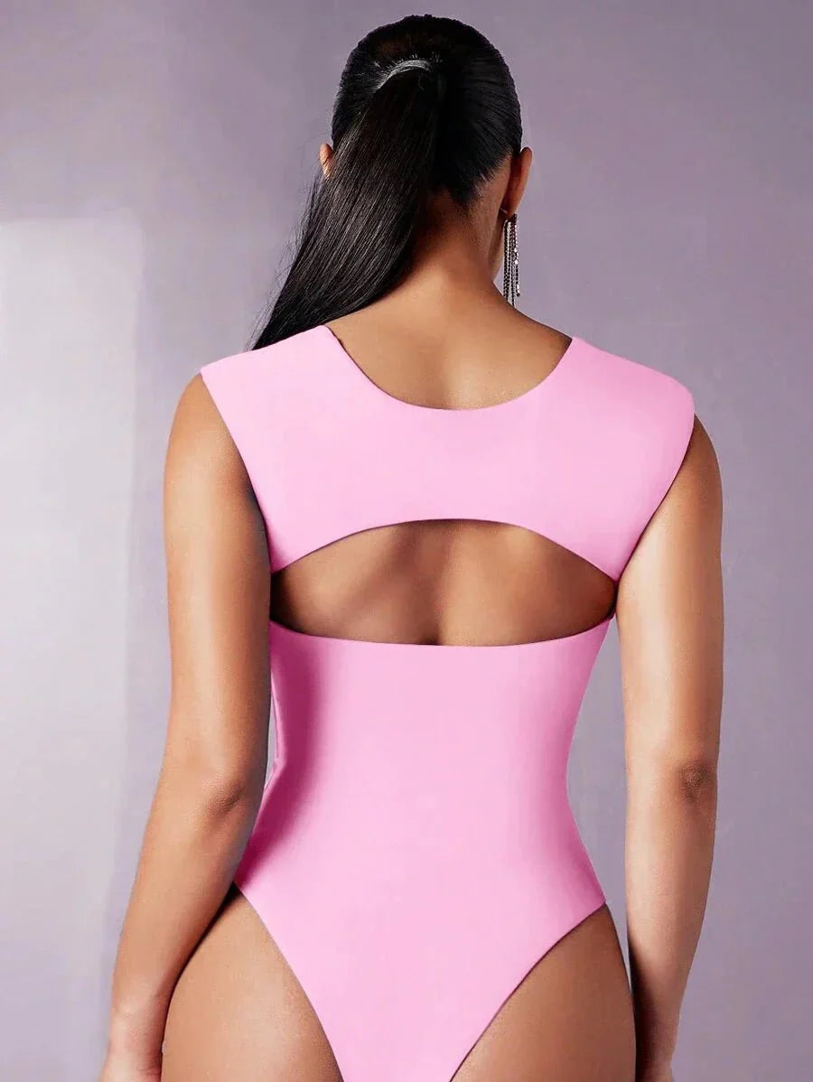 Ippolita Bodysuit - High Elasticity Fabric - Casual Style - Sleeveless - Natural Waistline - Fitted Fit - Details: Backless, Slit - Modern Look