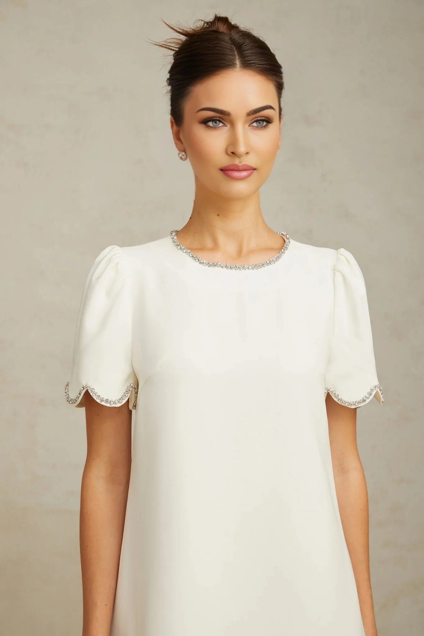 Ippolita Mini Dress White Crystal Scallop Hem